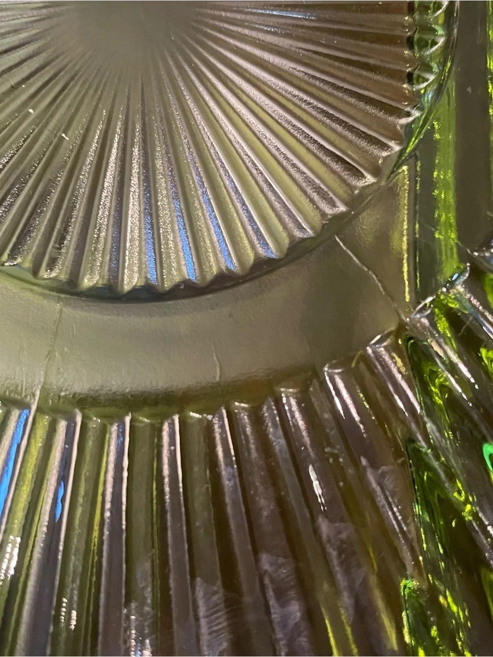 Vintage Indiana Glass Green Round 4 Section Divided Relish Dish Platter 10”